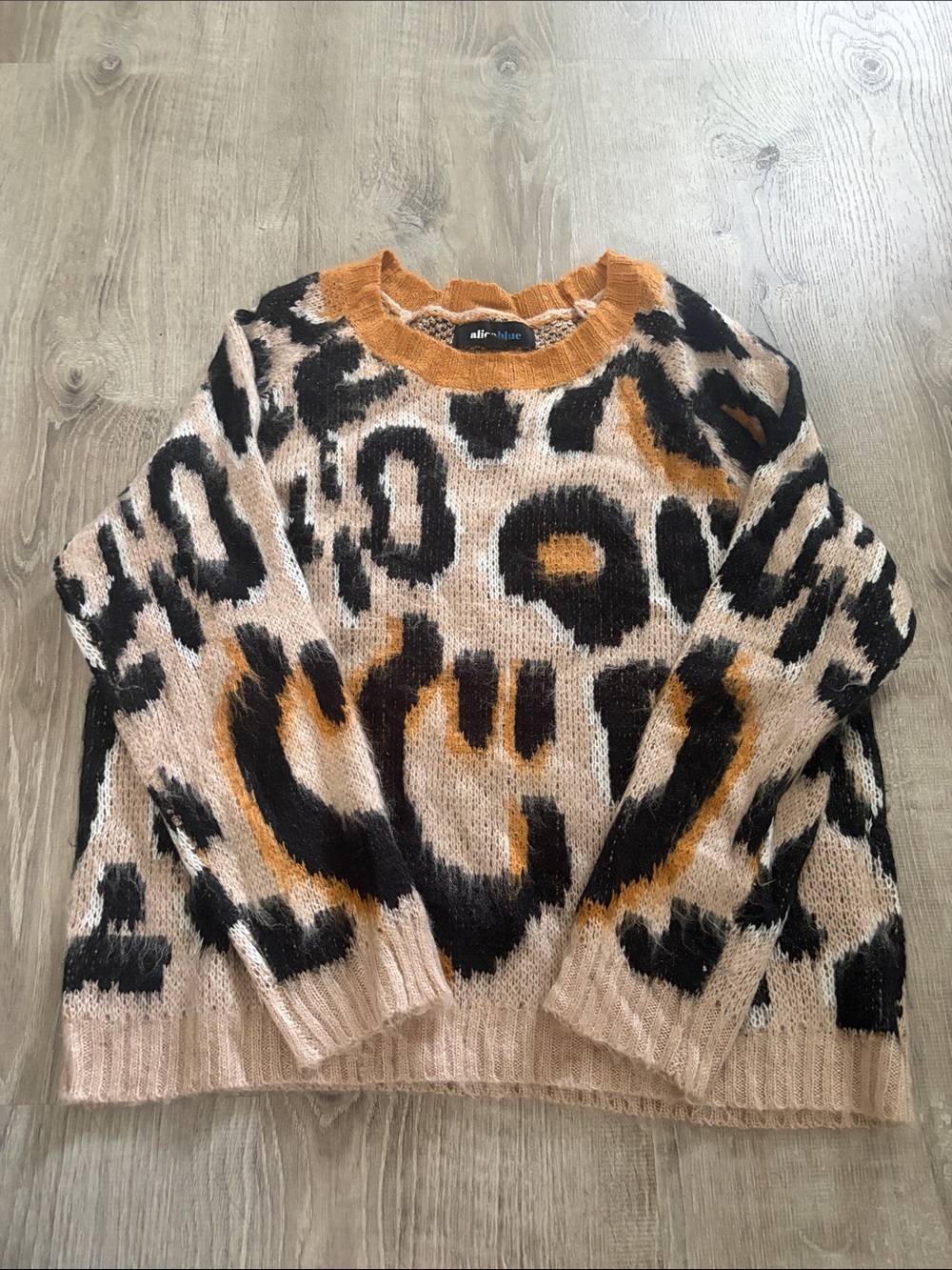 Alice Blue Leopard-Print Crewneck Sweater
